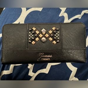 Black Studded Leather style Guess Wallet Clutch